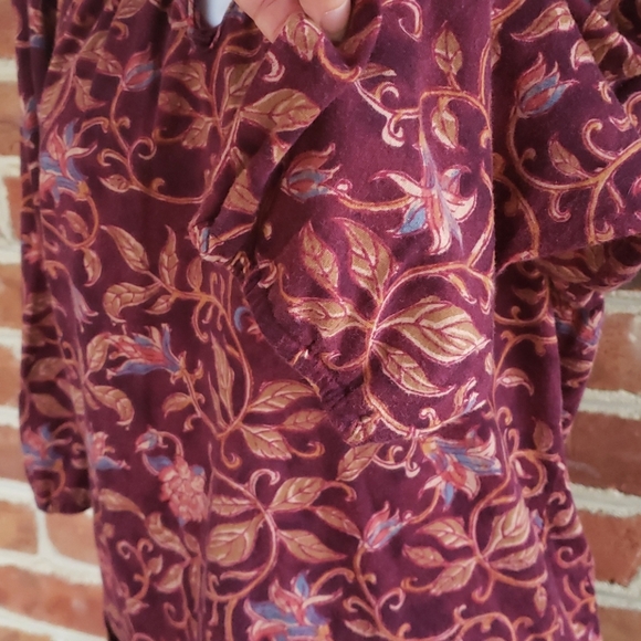 🏡DV Chaps Denim Jacobean Cotton Peasant Blouse - Picture 4 of 7